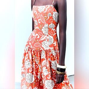 FINAL CALL! Zara vintage floral drop waist midi dress - NWT, size L